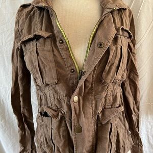 Free People Womens sz0 xs Utility Olive Green Cargo Army Jacket